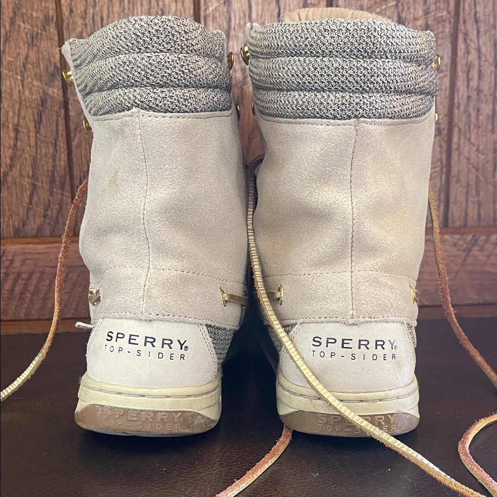 Sperry Top-Sider HIKERFISH Lace-Up Boots 7.5 Linen & Gold Accents - Picture 10 of 12